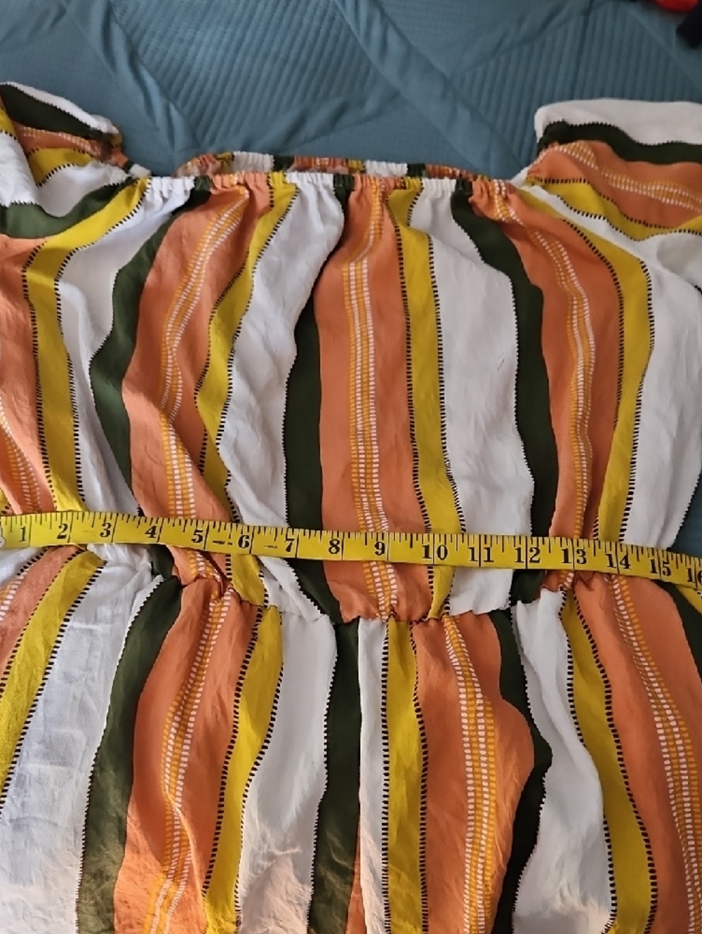 &merci Striped Off-Shoulder Romper Shorts in Multi-Color Large - Picture 9 of 13